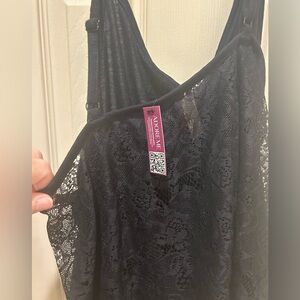 Adore Me Black Lace Back Tank Top and Lace Shorts Pajamas Lingerie 1X NWT